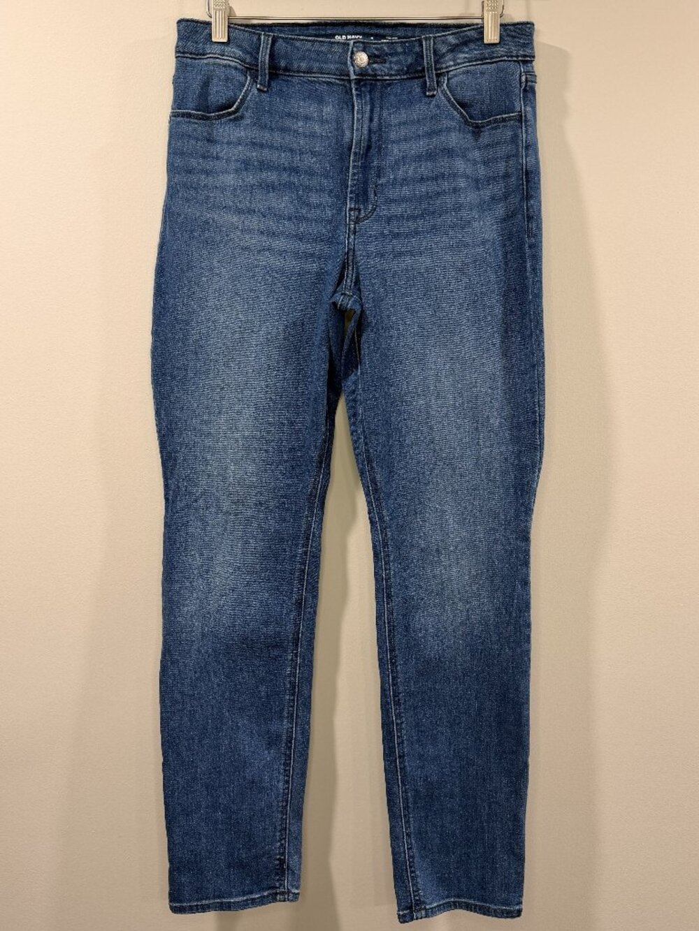 Old Navy Women's Dark Blue High Rise Straight Jeans Size 8